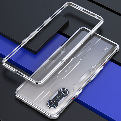 Xiaomi Poco F3 GT 5G用ケース 高級感 手触り良い アルミメタル 製の金属製 バンパー カバー S02 Xiaomi シルバー