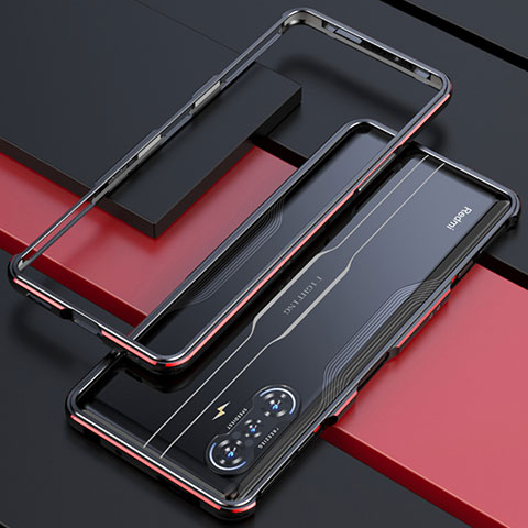 Xiaomi Poco F3 GT 5G用ケース 高級感 手触り良い アルミメタル 製の金属製 バンパー カバー S02 Xiaomi レッド・ブラック
