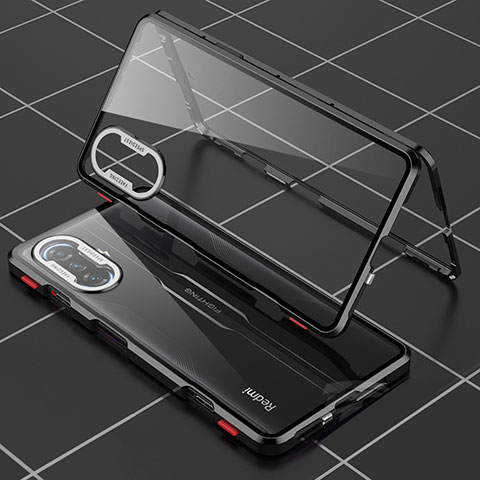 Xiaomi Poco F3 GT 5G用ケース 高級感 手触り良い アルミメタル 製の金属製 360度 フルカバーバンパー 鏡面 カバー Xiaomi ブラック