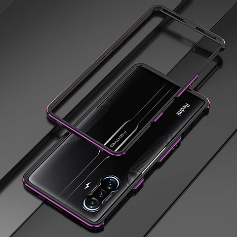 Xiaomi Poco F3 GT 5G用ケース 高級感 手触り良い アルミメタル 製の金属製 バンパー カバー S01 Xiaomi パープル