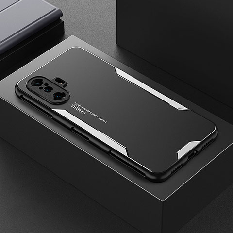 Xiaomi Poco F3 GT 5G用ケース 高級感 手触り良い アルミメタル 製の金属製 兼シリコン カバー Xiaomi シルバー