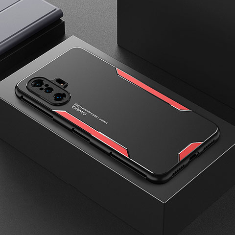 Xiaomi Poco F3 GT 5G用ケース 高級感 手触り良い アルミメタル 製の金属製 兼シリコン カバー Xiaomi レッド