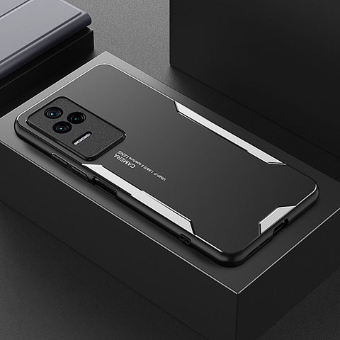Xiaomi Poco F4 5G用ケース 高級感 手触り良い アルミメタル 製の金属製 兼シリコン カバー Xiaomi シルバー