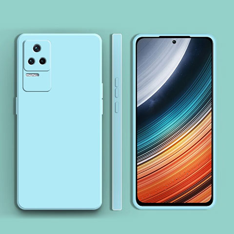 Xiaomi Poco F4 5G用360度 フルカバー極薄ソフトケース シリコンケース 耐衝撃 全面保護 バンパー YK1 Xiaomi ライトブルー