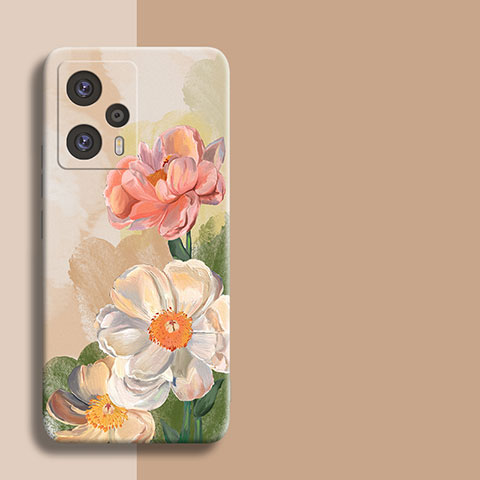 Xiaomi Poco F5 5G用シリコンケース ソフトタッチラバー 花 Xiaomi ライト・ブラウン