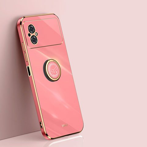 Xiaomi Poco M4 5G用極薄ソフトケース シリコンケース 耐衝撃 全面保護 アンド指輪 マグネット式 バンパー XL1 Xiaomi ローズレッド