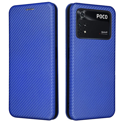 Xiaomi Poco M4 Pro 4G用手帳型 レザーケース スタンド カバー L06Z Xiaomi ネイビー