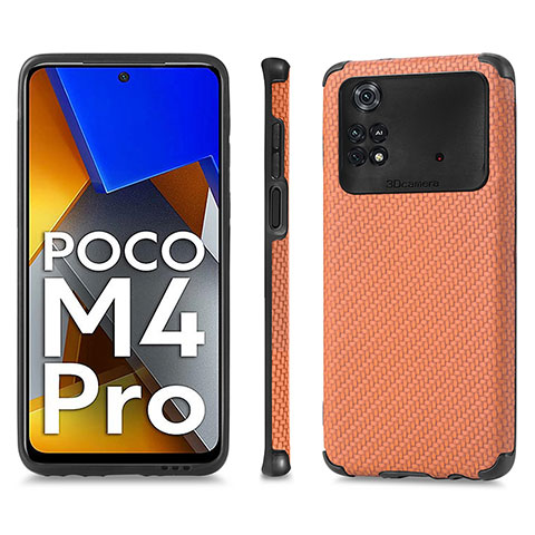 Xiaomi Poco M4 Pro 4G用極薄ソフトケース シリコンケース 耐衝撃 全面保護 マグネット式 バンパー S01D Xiaomi ブラウン