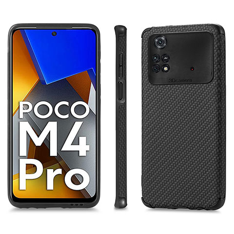 Xiaomi Poco M4 Pro 4G用極薄ソフトケース シリコンケース 耐衝撃 全面保護 マグネット式 バンパー S01D Xiaomi ブラック