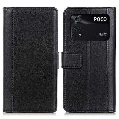 Xiaomi Poco M4 Pro 4G用手帳型 レザーケース スタンド カバー N02P Xiaomi ブラック