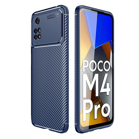 Xiaomi Poco M4 Pro 4G用シリコンケース ソフトタッチラバー ツイル カバー Xiaomi ネイビー