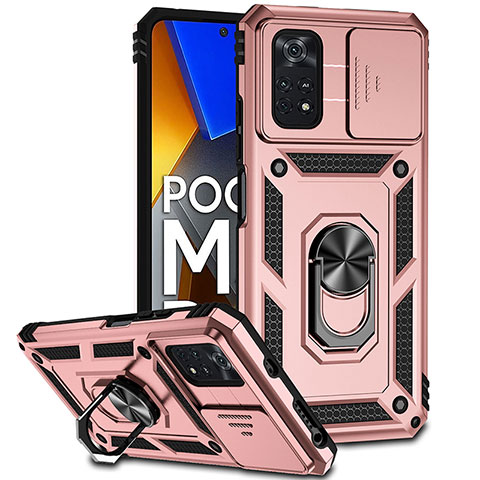 Xiaomi Poco M4 Pro 4G用ハイブリットバンパーケース プラスチック アンド指輪 マグネット式 QW3 Xiaomi ローズゴールド