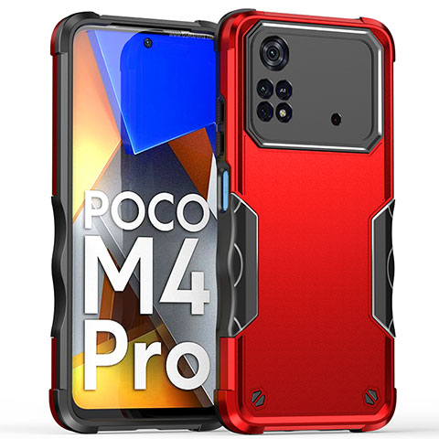 Xiaomi Poco M4 Pro 4G用ハイブリットバンパーケース プラスチック 兼シリコーン カバー QW1 Xiaomi レッド