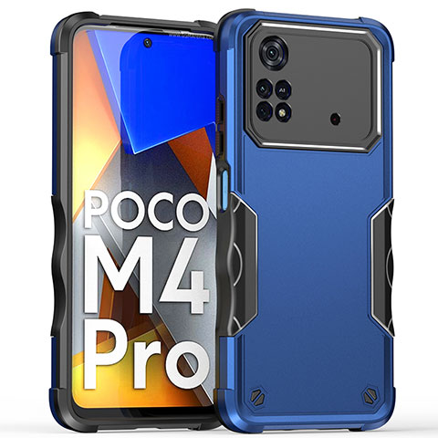 Xiaomi Poco M4 Pro 4G用ハイブリットバンパーケース プラスチック 兼シリコーン カバー QW1 Xiaomi ネイビー