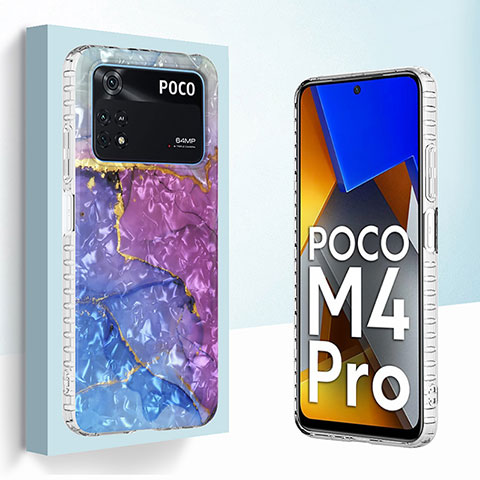 Xiaomi Poco M4 Pro 4G用シリコンケース ソフトタッチラバー バタフライ パターン カバー Y04B Xiaomi パープル