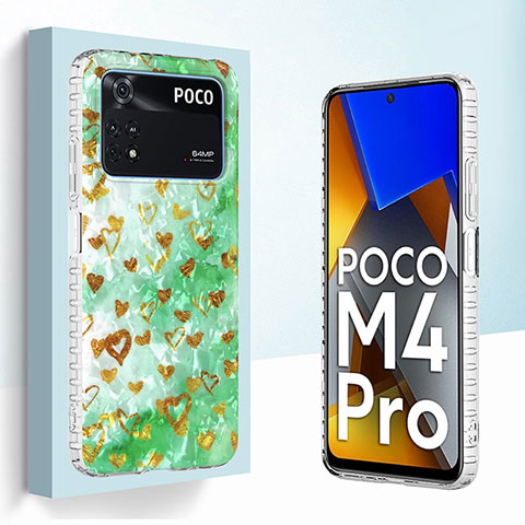 Xiaomi Poco M4 Pro 4G用シリコンケース ソフトタッチラバー バタフライ パターン カバー Y04B Xiaomi ライトグリーン