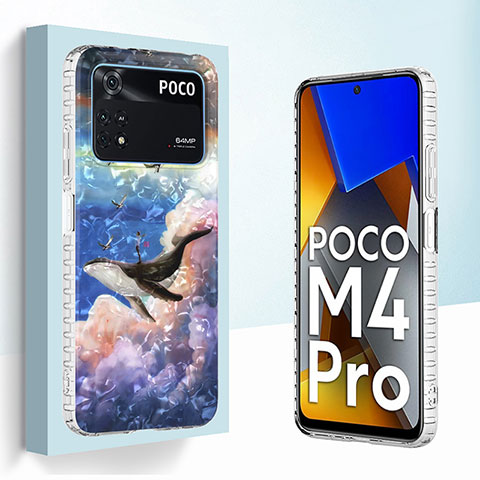 Xiaomi Poco M4 Pro 4G用シリコンケース ソフトタッチラバー バタフライ パターン カバー Y04B Xiaomi ネイビー