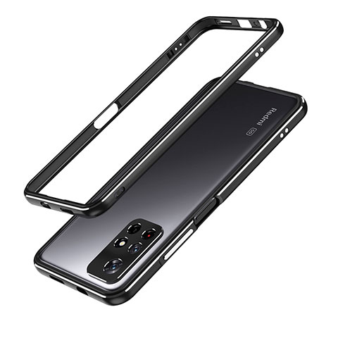 Xiaomi Poco M4 Pro 5G用ケース 高級感 手触り良い アルミメタル 製の金属製 バンパー カバー S01 Xiaomi ブラック