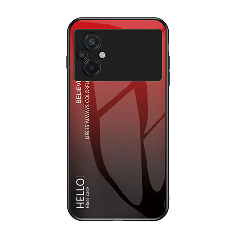 Xiaomi Poco M5 4G用ハイブリットバンパーケース プラスチック 鏡面 虹 グラデーション 勾配色 カバー LS1 Xiaomi レッド