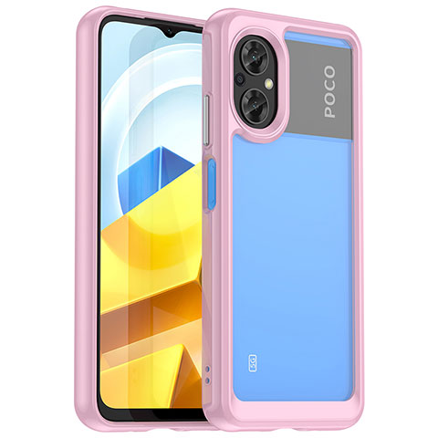 Xiaomi Poco M5 4G用ハイブリットバンパーケース クリア透明 プラスチック カバー J01S Xiaomi ピンク