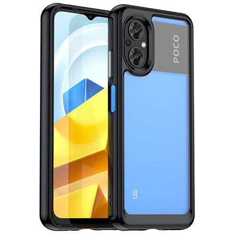 Xiaomi Poco M5 4G用ハイブリットバンパーケース クリア透明 プラスチック カバー J01S Xiaomi ブラック