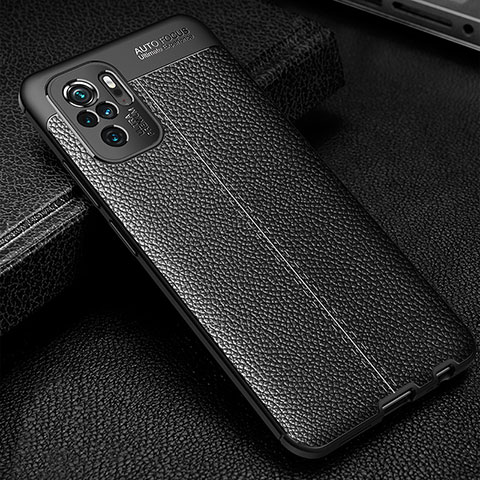 Xiaomi Poco M5S用シリコンケース ソフトタッチラバー レザー柄 カバー WL1 Xiaomi ブラック