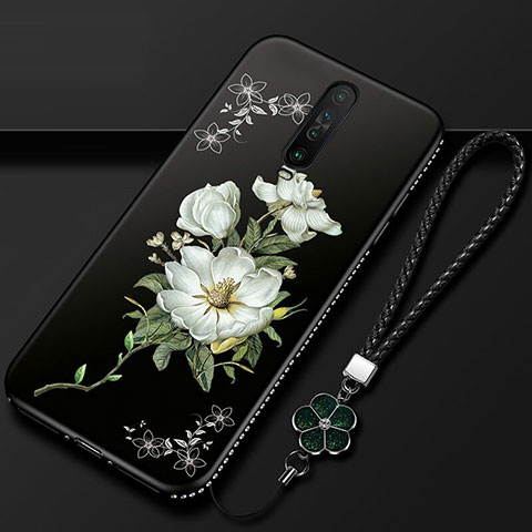 Xiaomi Poco X2用シリコンケース ソフトタッチラバー 花 カバー Xiaomi ホワイト