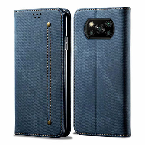 Xiaomi Poco X3用手帳型 布 スタンド Xiaomi ネイビー