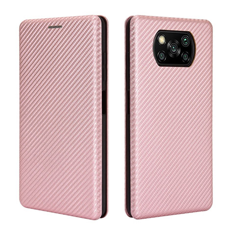 Xiaomi Poco X3用手帳型 レザーケース スタンド カバー L02 Xiaomi ローズゴールド