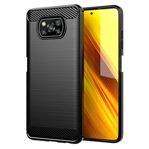 Xiaomi Poco X3用シリコンケース ソフトタッチラバー ライン カバー Xiaomi ブラック