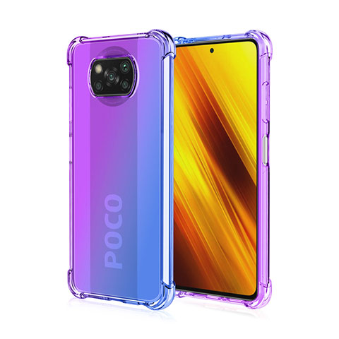 Xiaomi Poco X3用極薄ソフトケース グラデーション 勾配色 クリア透明 Xiaomi パープル