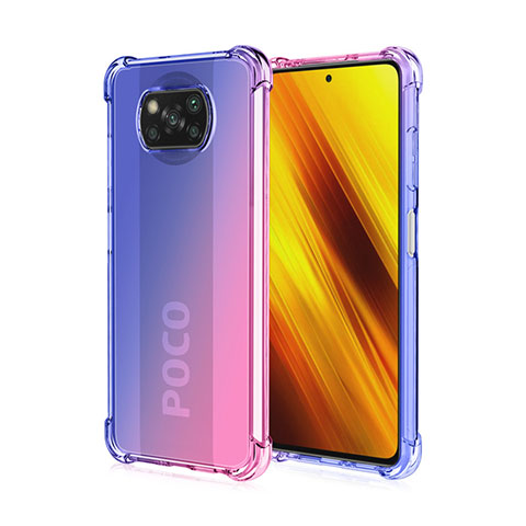 Xiaomi Poco X3用極薄ソフトケース グラデーション 勾配色 クリア透明 Xiaomi ネイビー