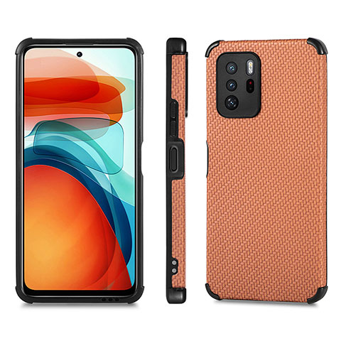 Xiaomi Poco X3 GT 5G用極薄ソフトケース シリコンケース 耐衝撃 全面保護 マグネット式 バンパー S01D Xiaomi ブラウン