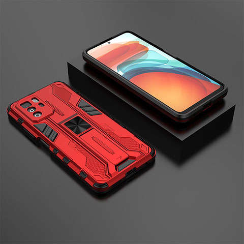 Xiaomi Poco X3 GT 5G用ハイブリットバンパーケース スタンド プラスチック 兼シリコーン カバー マグネット式 KC2 Xiaomi レッド