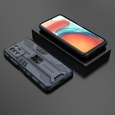 Xiaomi Poco X3 GT 5G用ハイブリットバンパーケース スタンド プラスチック 兼シリコーン カバー マグネット式 KC2 Xiaomi ネイビー