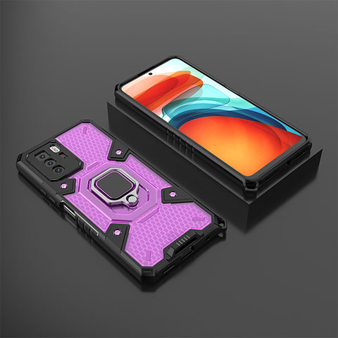 Xiaomi Poco X3 GT 5G用ハイブリットバンパーケース プラスチック アンド指輪 マグネット式 KC3 Xiaomi パープル