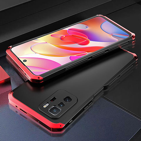 Xiaomi Poco X3 GT 5G用360度 フルカバー ケース 高級感 手触り良い アルミメタル 製の金属製 Xiaomi レッド・ブラック