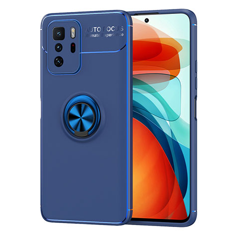 Xiaomi Poco X3 GT 5G用極薄ソフトケース シリコンケース 耐衝撃 全面保護 アンド指輪 マグネット式 バンパー SD1 Xiaomi ネイビー