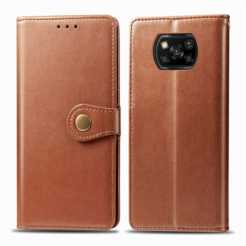 Xiaomi Poco X3 NFC用手帳型 レザーケース スタンド カバー L10 Xiaomi ブラウン