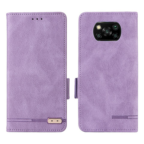 Xiaomi Poco X3 NFC用手帳型 レザーケース スタンド カバー L07Z Xiaomi パープル