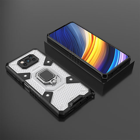 Xiaomi Poco X3 NFC用ハイブリットバンパーケース プラスチック アンド指輪 マグネット式 KC4 Xiaomi ホワイト