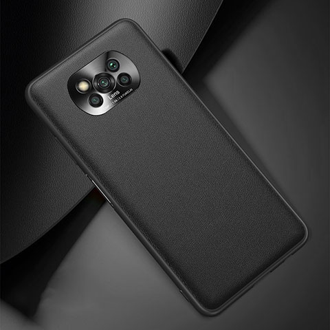 Xiaomi Poco X3 NFC用ケース 高級感 手触り良いレザー柄 QK2 Xiaomi ブラック