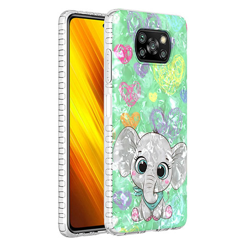 Xiaomi Poco X3 NFC用シリコンケース ソフトタッチラバー バタフライ パターン カバー Y04B Xiaomi ライトグリーン