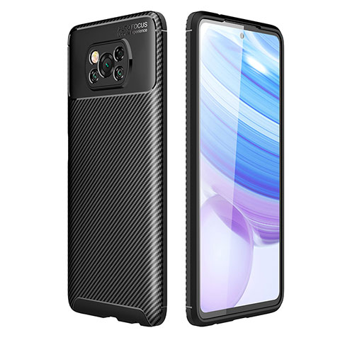 Xiaomi Poco X3 NFC用シリコンケース ソフトタッチラバー ツイル カバー S01 Xiaomi ブラック