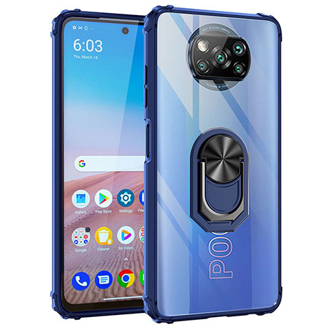 Xiaomi Poco X3 NFC用ハイブリットバンパーケース プラスチック アンド指輪 マグネット式 MQ2 Xiaomi ネイビー