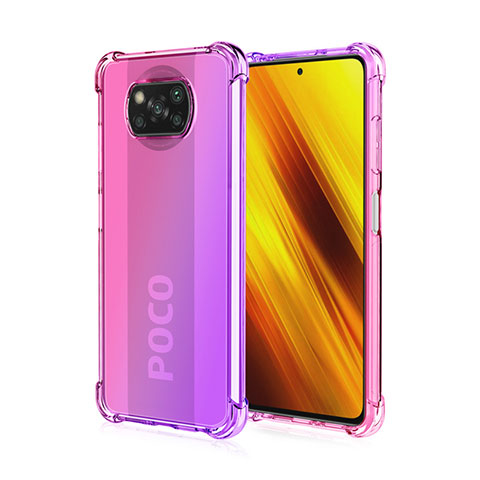 Xiaomi Poco X3 Pro用極薄ソフトケース グラデーション 勾配色 クリア透明 Xiaomi ラベンダー