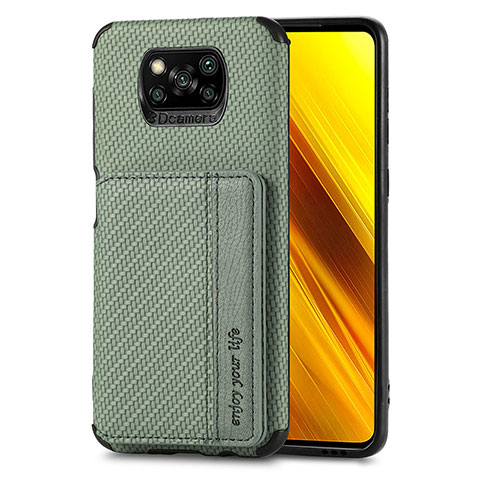 Xiaomi Poco X3 Pro用極薄ソフトケース シリコンケース 耐衝撃 全面保護 マグネット式 バンパー S01D Xiaomi グリーン