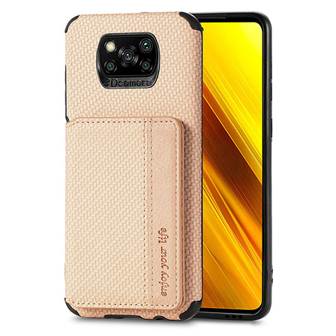 Xiaomi Poco X3 Pro用極薄ソフトケース シリコンケース 耐衝撃 全面保護 マグネット式 バンパー S01D Xiaomi ゴールド