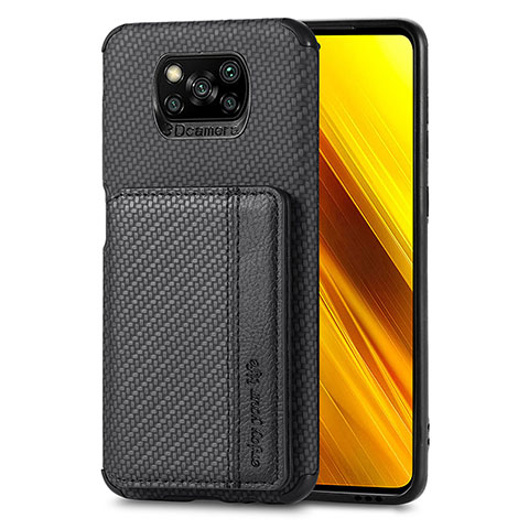 Xiaomi Poco X3 Pro用極薄ソフトケース シリコンケース 耐衝撃 全面保護 マグネット式 バンパー S01D Xiaomi ブラック