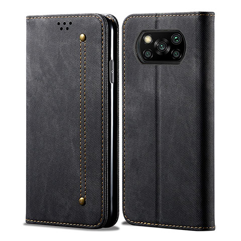 Xiaomi Poco X3 Pro用手帳型 布 スタンド B01S Xiaomi ブラック